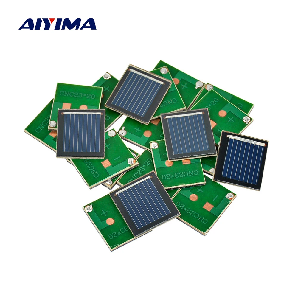AIYIMA 20 шт. 23x20 мм панелей солнечных батарей 0 5 V 80MA поликристаллический кремний