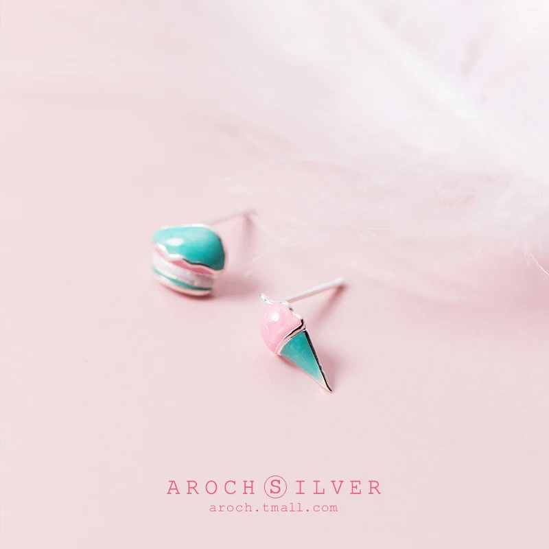 AROCH S925 Серебряные серьги для ногтей женские маленькие ассиметричные Торт