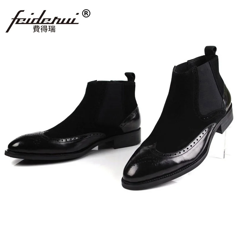 Винтажные Брендовые мужские оксфорды с перфорацией дизайнерские замшевые