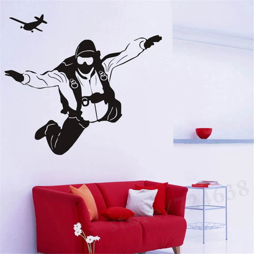 Наклейки на стену для экстремального спорта прыжков с парашютом украшение