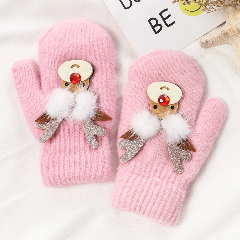 1 пара новых зимних детских перчаток из мягкого флиса с рисунком ангела кролика