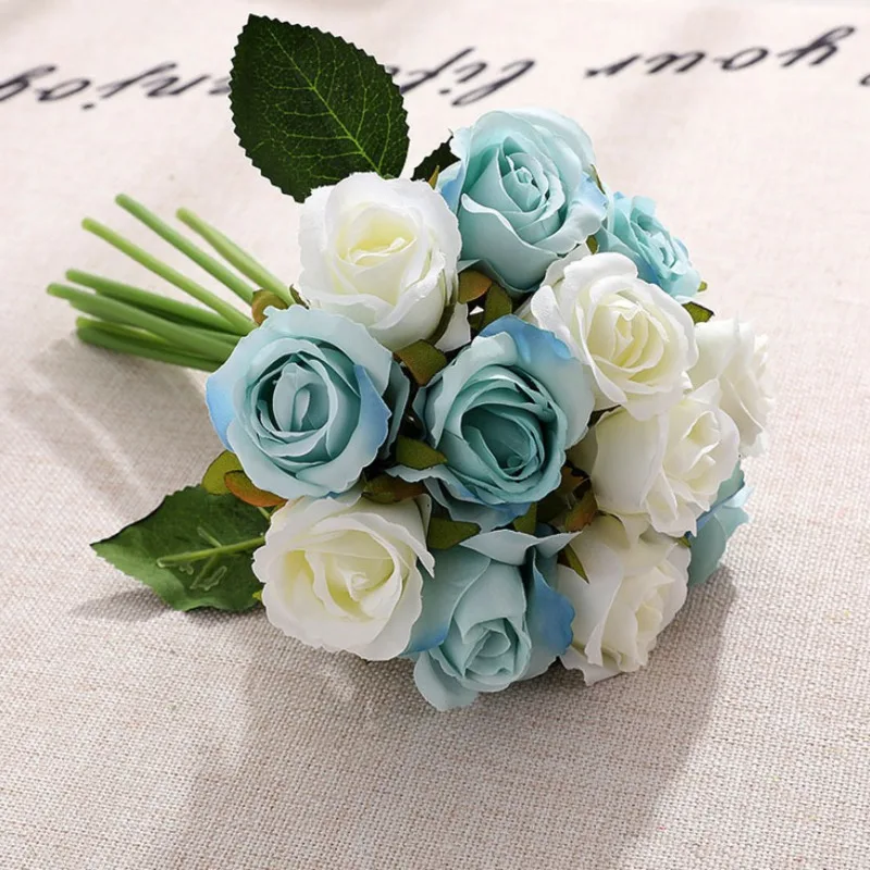 2 12 цветочных головок/Букет Шелковая Роза свадебное оформление букета цветок искусственный цветок розы имитация украшения ремесла - Цвет: 2