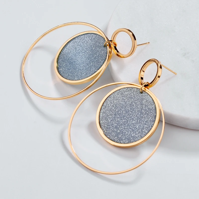 DANZE Simple Fashion Gold Color Geometric Big Round Earrings for Women Hollow Crystals Drop Jewelry 5 | Украшения и аксессуары
