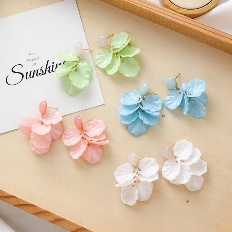 NEW Fashion Acrylic Dangle Earrings Blue Korean for Women Sweet Flower Earing Party Jewellry Dropship Gifts | Украшения и