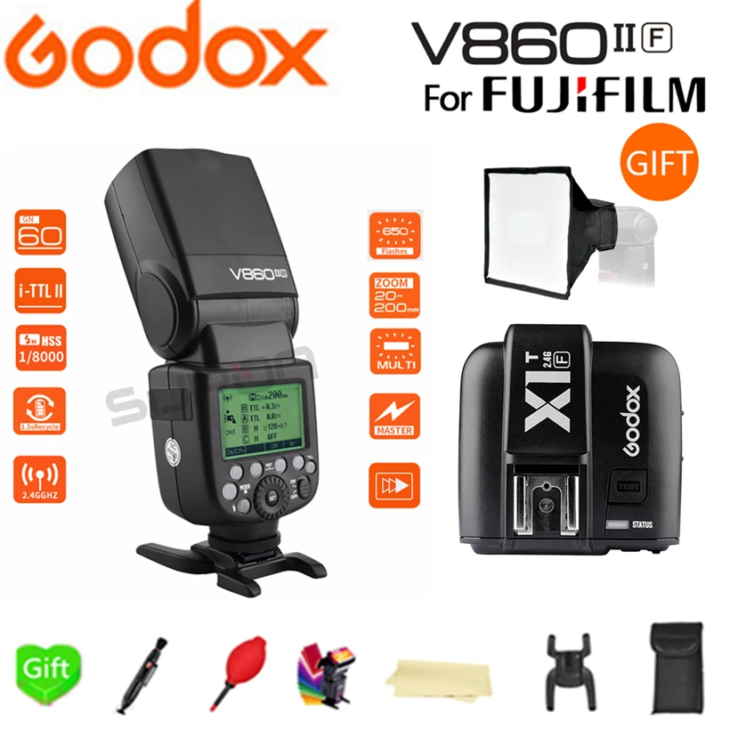 Godox V860II F GN60 HSS 1/8000 s ttl Li on батарея камера Вспышка Speedlite + X1T триггер для камеры Fujifilm