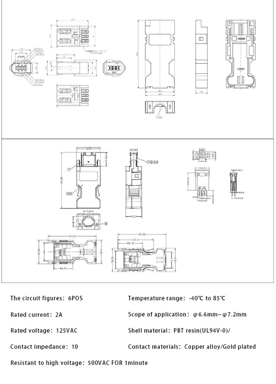 10 шт IEEE 1394 6 контактный разъем SM-6P Servo соединители molex Plug 55100-0670