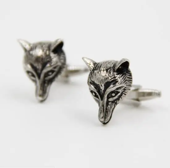 10 пар/лот древних черно-бурой лисицы/Волчья Голова запонки Винтаж бронза с