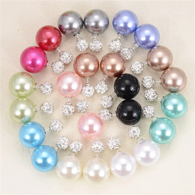10 пар/Партия Красочные Хрустальные Серьги с шариками женские двойные