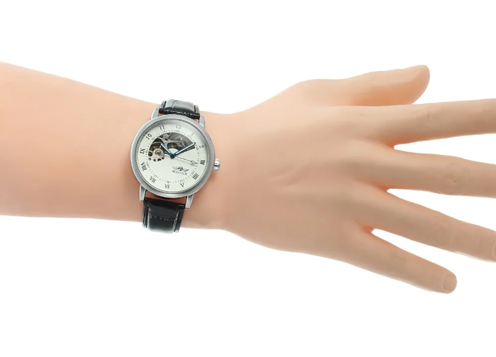 _ 2017 новинка Мужские автоматические мужские часы скелетоны с кожаным ремешком