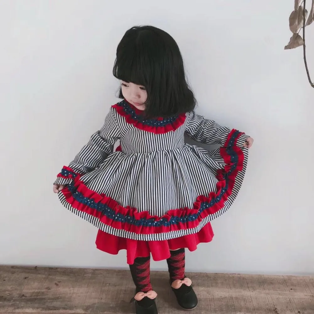 Cute Baby Dress for Girls Spanish Princess Party Dresses Children 2019 Spring Autumn Striped Girl Robe Fille Kids Clothing | Детская