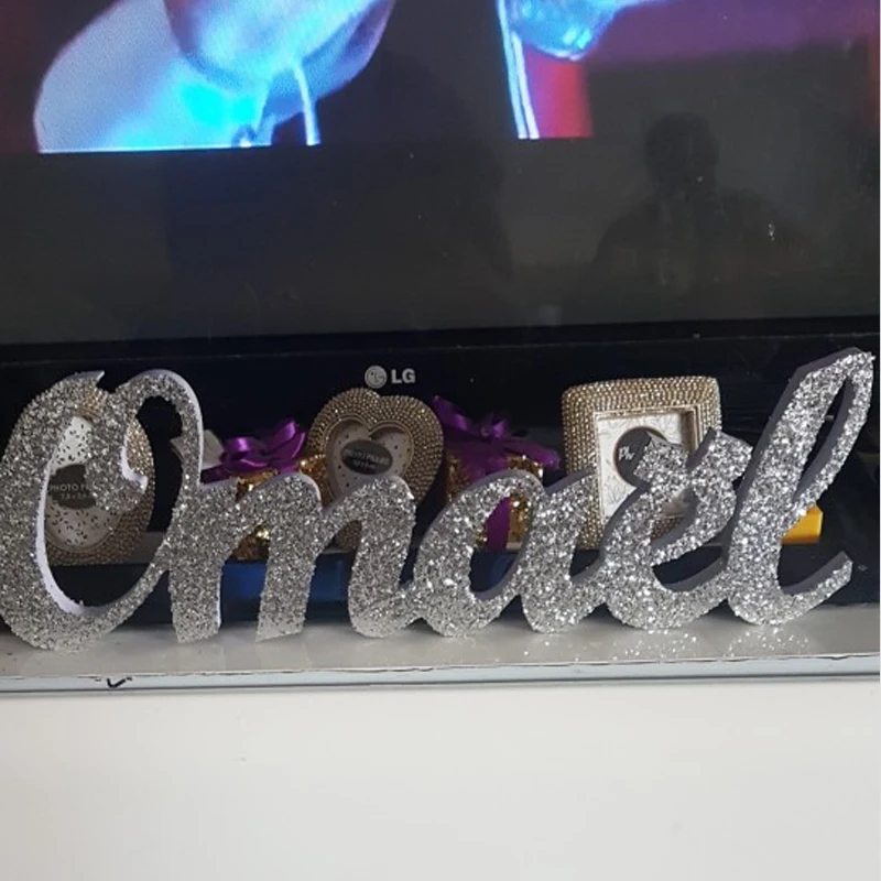 Glittered Name word signs Kids Personalized Wooden Signs Children's Wall Decor Letters|Статуэтки и миниатюры| |