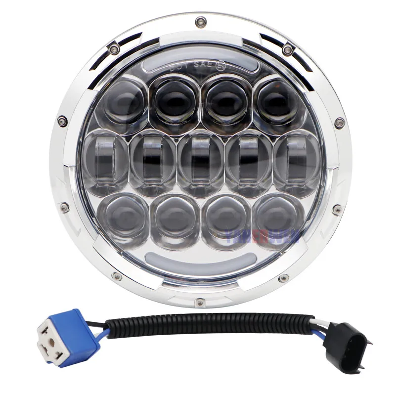 1 PCS Silver Супер яркий 105 Вт 7 дюймовый круглый светодиодный фар с белый/желтый сигнал поворота DRL для YAMAHA Road Star Street Glide - Цвет: 1 PCS Silver
