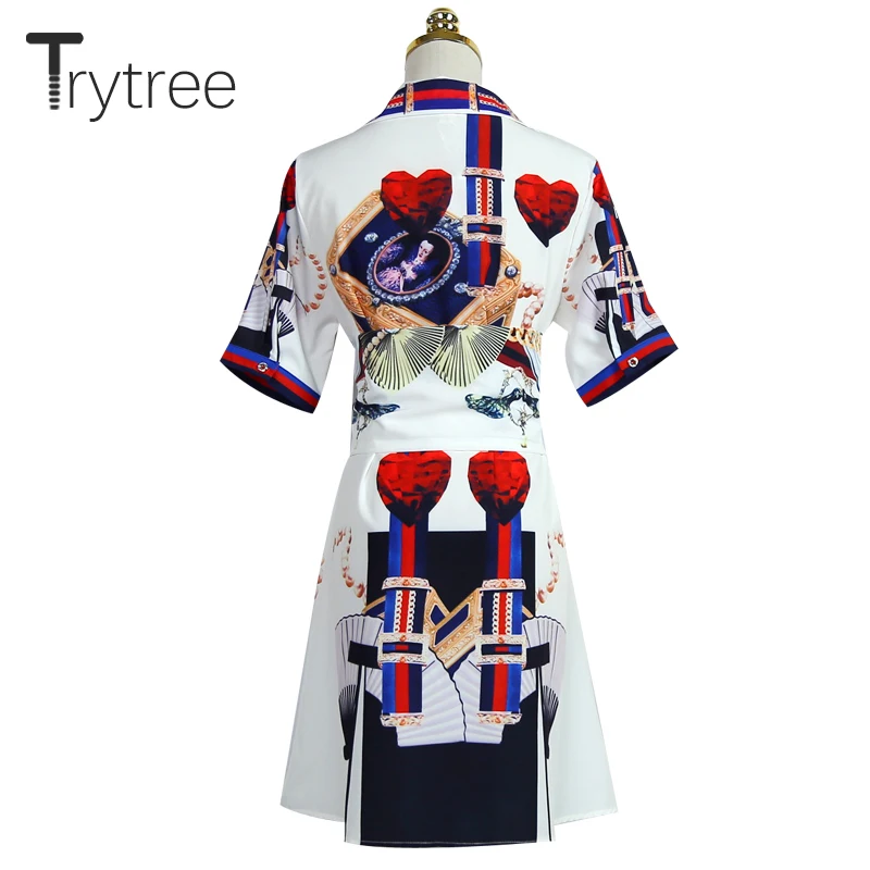 Trytree/летнее платье для женщин повседневное отложной воротник а силуэт