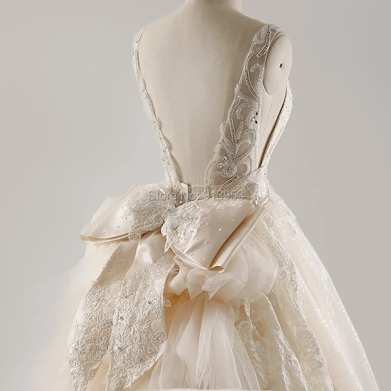Реальные Фотографии YRW30 Robe de Mariage Hochzeitskleid Большой Лук Голой Спине Цвета