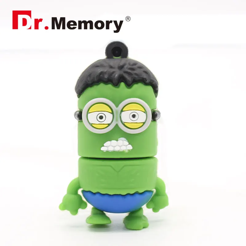 hulk USB флеш-накопители с милыми миньонами, 64 ГБ, флеш-накопитель с героями мультфильмов, 32 ГБ, флеш-диск с аниме супергероями, персональная карта памяти, 16 ГБ, подарки - Цвет: hulk