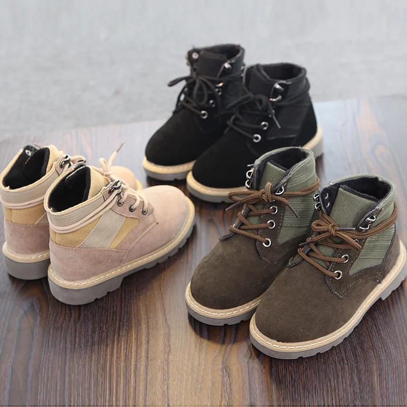 2018 новые зимние детские ботинки бархатные низкие нескользящие Ботинки martin для