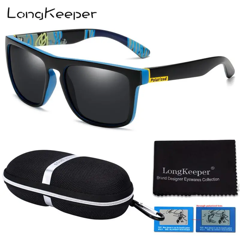 LongKeeper модные парень солнцезащитные поляризированные солнцезащитные очки, Для мужчин классический дизайн подходит для вождения, солнцезащитные очки с брендом набор в подарочной коробке