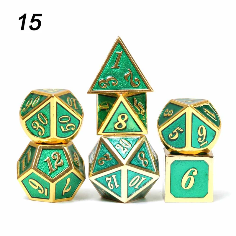 Chengshuo игральные кости DND Металл РГП набор многогранных подземелья и дракон d20 10 8 зеленые настольные игры цинковый сплав зеленый цифровой рисунок кости