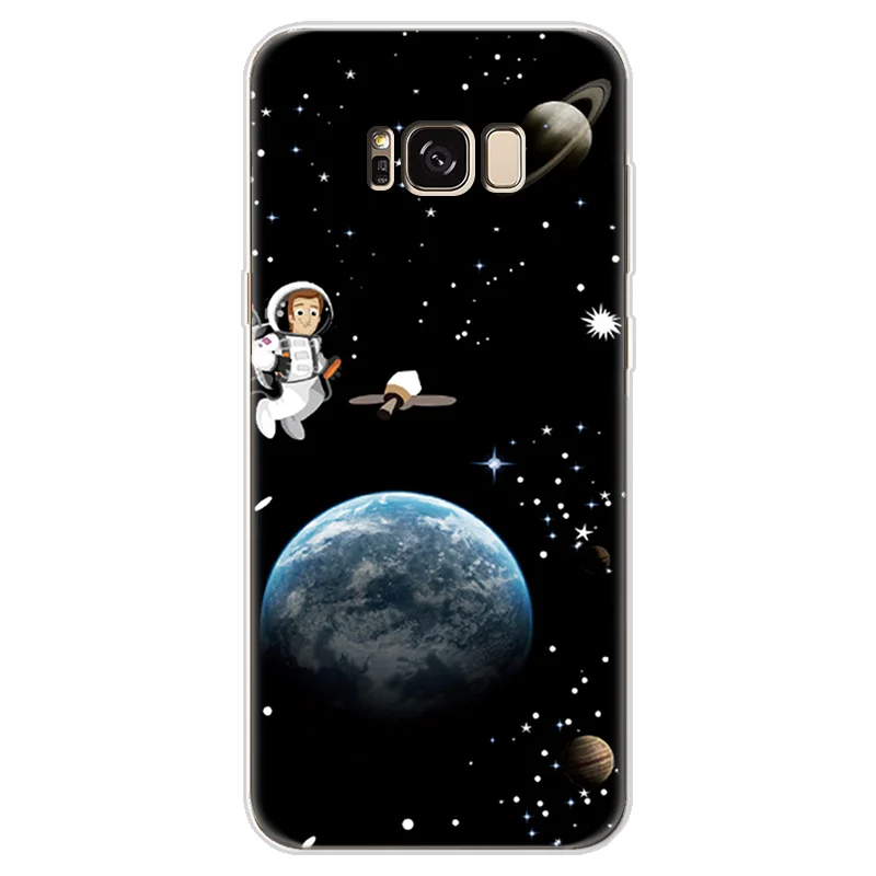 Космос Луна Чехол для samsung Galaxy J7 Prime J2 J3 J5 S6 S7 край S8 S9 плюс A3 A5 A6 A8 Примечание 8 9 TPU черный чехол