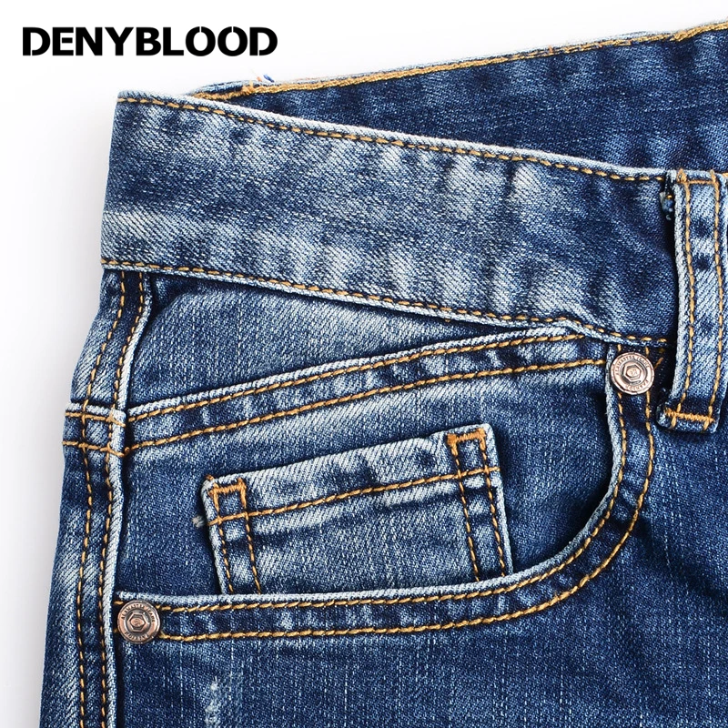 Denyblood Jeans Mens Jeans Stretch Denim Slim Straight Distressed Jeans Ripped Patchwork Fashion Casual Pants Trousers 158012