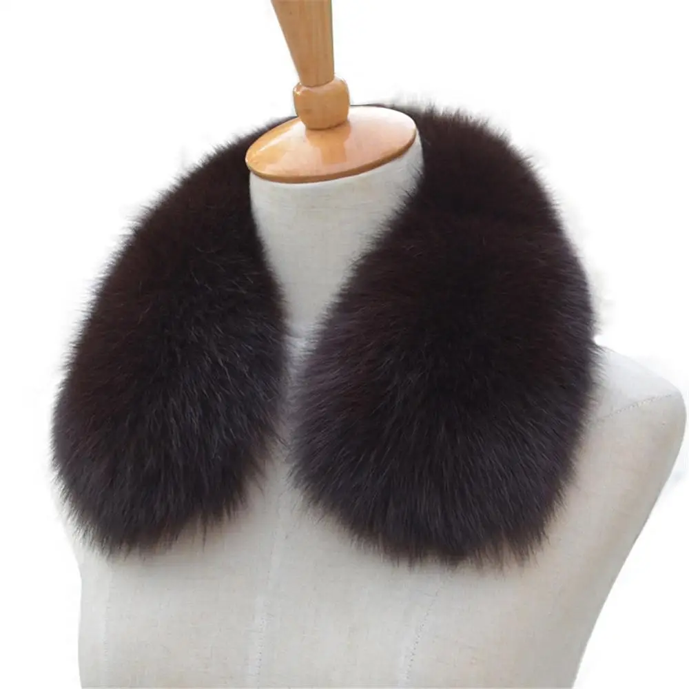 Coffee Fox Fur Этель Anderson Настоящий Лисий меховой воротник шарф Женская шаль обертывания Болеро шеи пушистый палантин Горячая Распродажа шарф кольцо - Цвет: Coffee Fox Fur