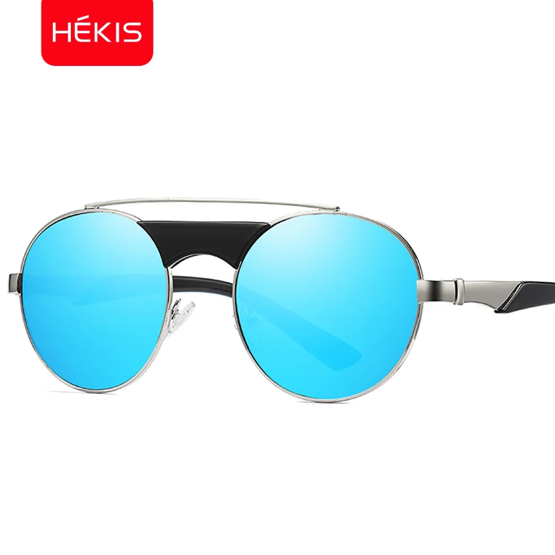 круглые очки от солнца зеркальные розовые голубые черные линзами ретро панк