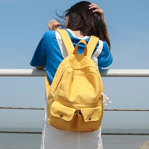 Повседневный холщовый рюкзак Moon Wood с двумя карманами, однотонные школьные ранцы для девочек и ноутбуков с эффектом потертости, дорожная сумка для студентов