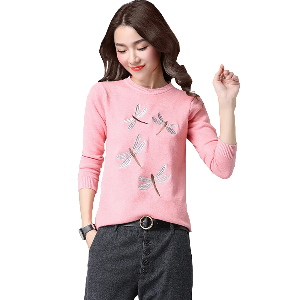 Осенне-зимний свитер Для женщин Мода 2017 г. негабаритных Пуловеры для стрекоза