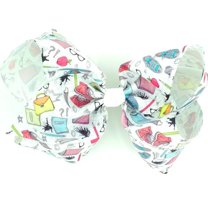 

70pcs DHL Free shipping Extra Large hair bow Boutique Hair Bow Living Things Pringing ribbon