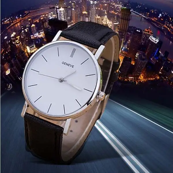 Модные мужские деловые кварцевые часы стильные высококачественные ПУ кожаные
