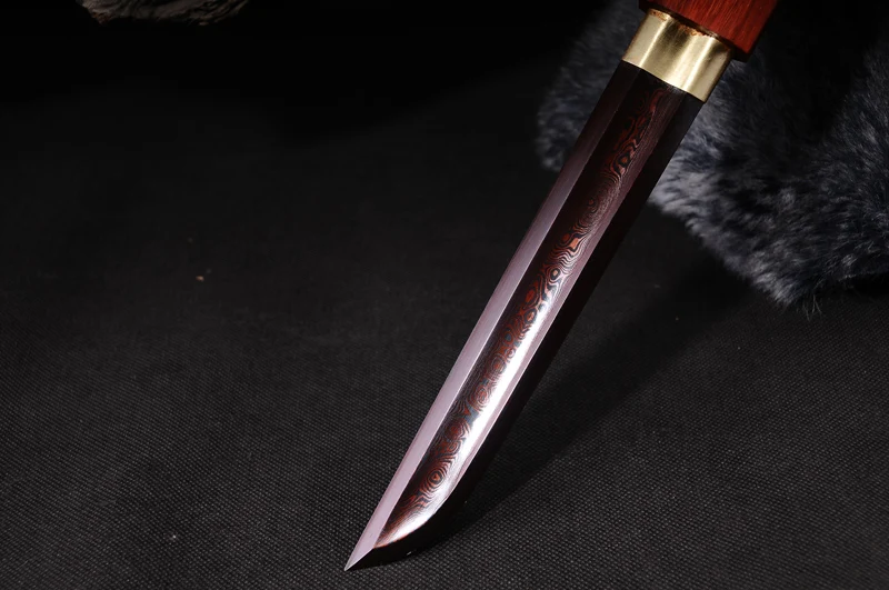 Китайский меч прямой династии Тан дамасский свернутый стальной японского