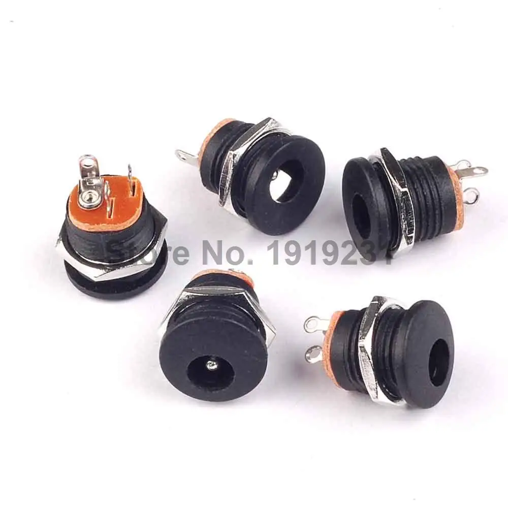 

20PCS DC-022 5.5*2.1MM Round DC Socket Panel Mounting Power Adapter DC Power Jack Socket Connector Plug Receptacle Plastic