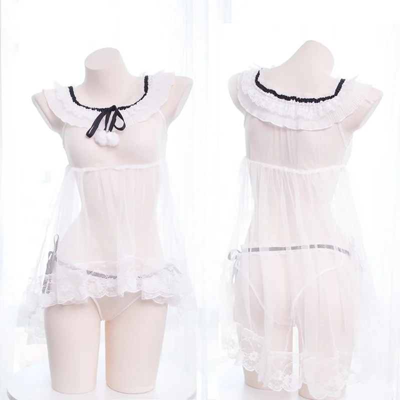 Сексуальное женское прозрачное Сетчатое платье для сна с трусиками прозрачная