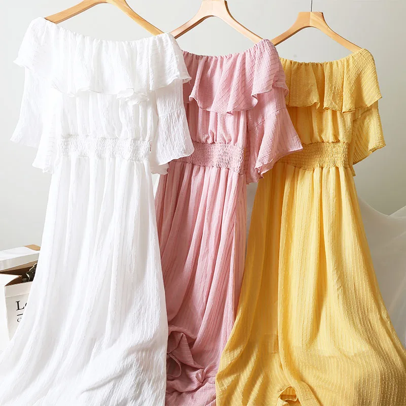 Летнее платье на одно плечо с листьями лотоса женское пляжное платье|Женские