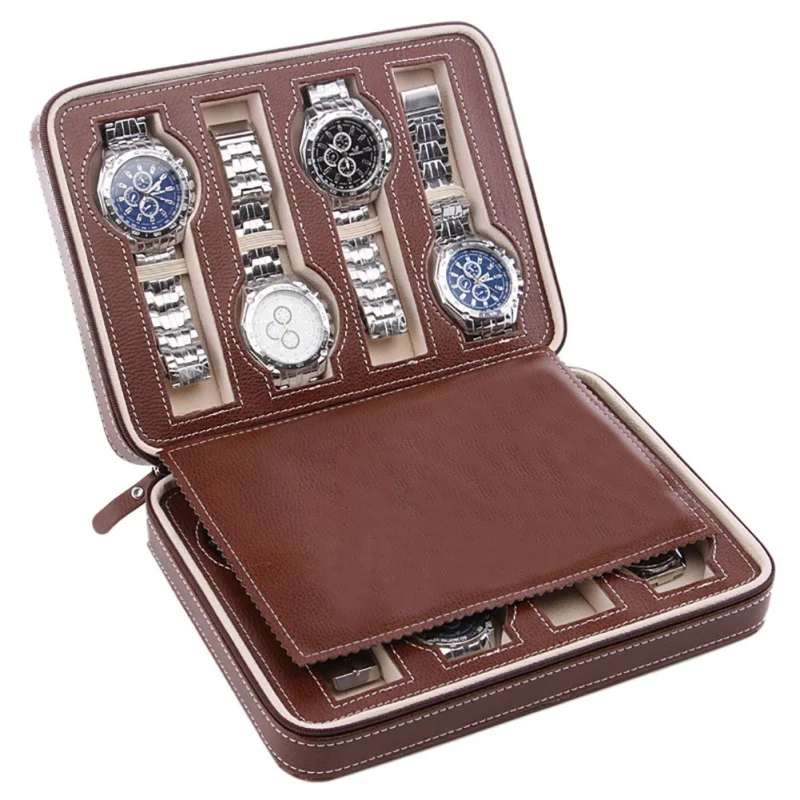 Из искусственной кожи коробка для хранения часов демонстрация поднос
