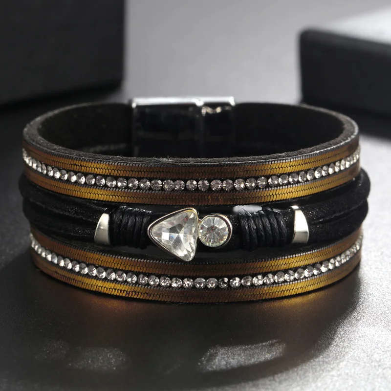 Женский и мужской винтажный Многослойный кожаный браслет с бусинами жемчужинами