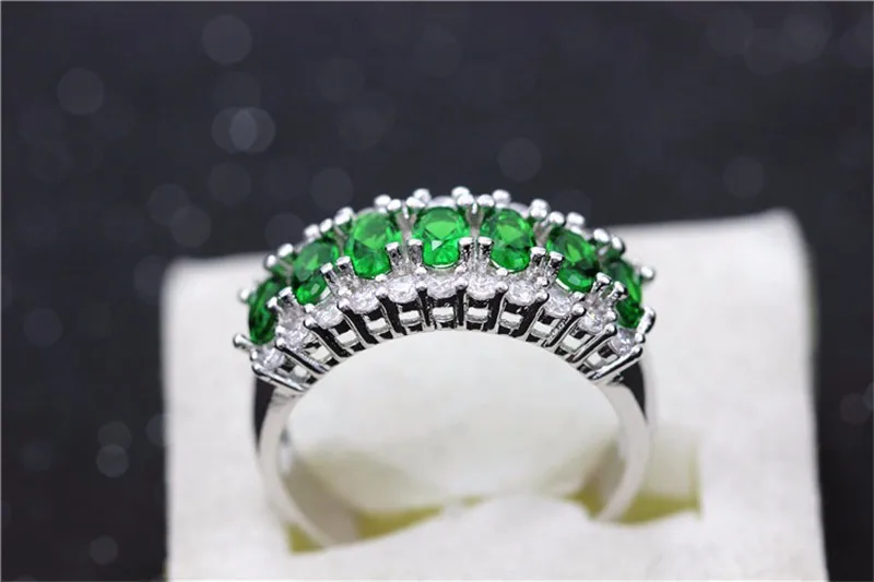 Almei Модные кольца для Для женщин женские Анель Com Pedra Grande Casamento, ленты Цвет зеленые камни Кольцо Ювелирные изделия из кристаллов J507