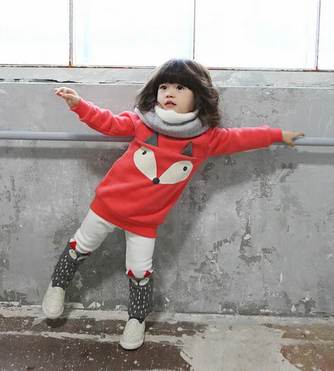 

2018 winter outfits / Fox design / plush velvet fabric / girl outfits