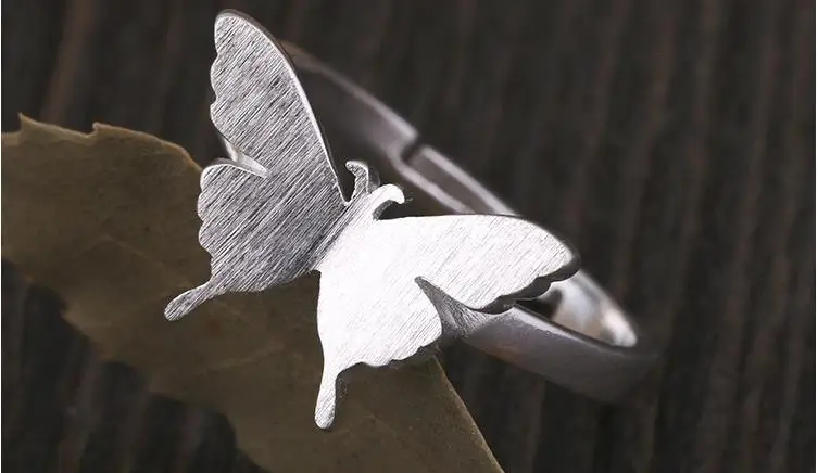Bohemian Fashion Silver Color Butterfly Rings For Women Girls Big Finger Ring Bridal Jewelry joyas de plata | Украшения и
