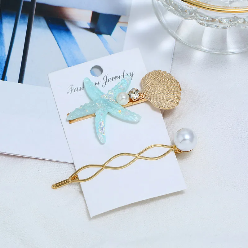 2 шт./компл. большой блеск заколки в виде морской звезды набор металлический