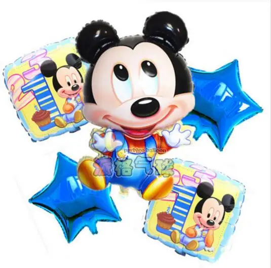 5 шт./компл. Минни Маус + площади воздушные шары розовый форме сердца день рождения