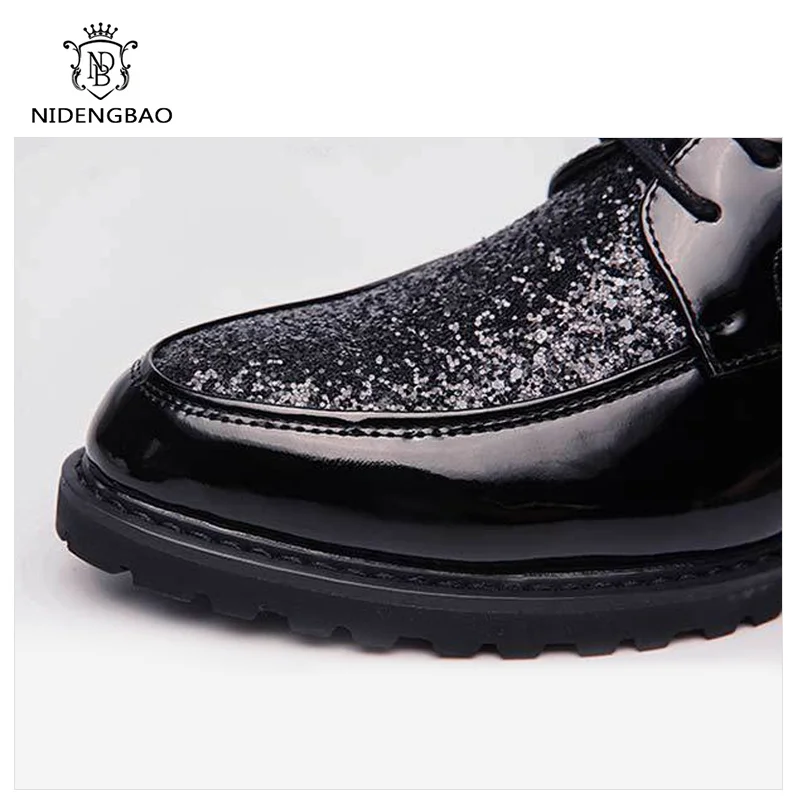 Кожаная мужская повседневная обувь Большие размеры 38-42 Модные светящиеся туфли в