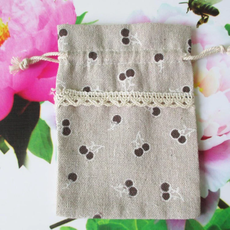 Джутовая сумка на шнурке с цветочным рисунком свадебный подарок для упаковки