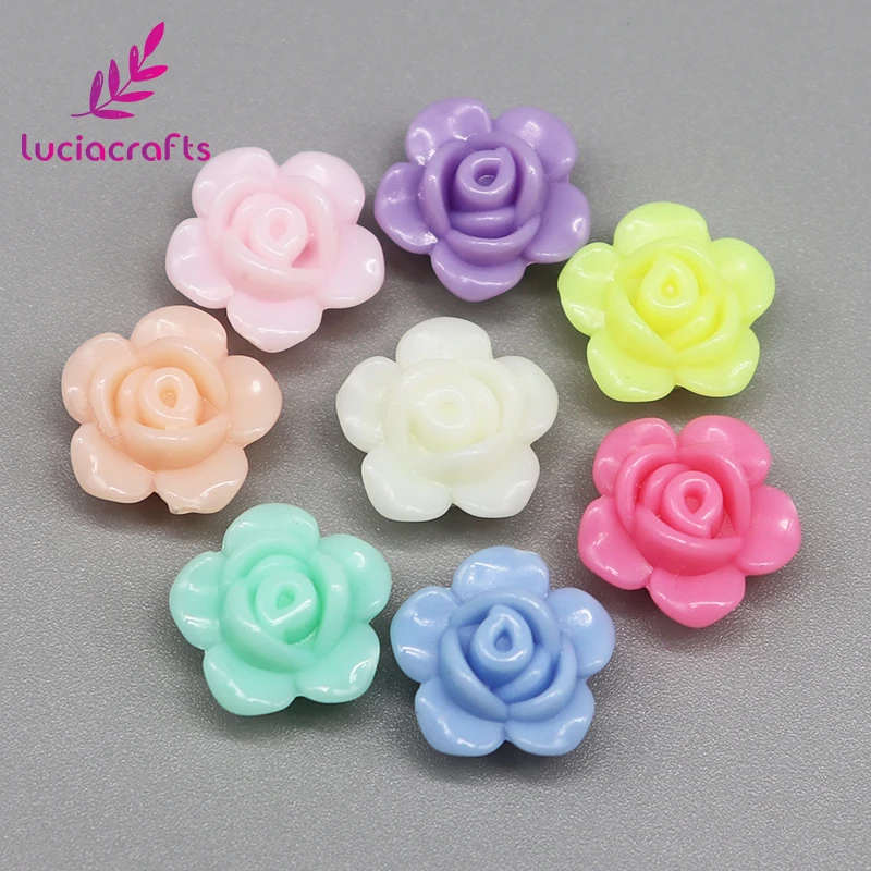 Lucia crafts 50 шт./лот случайный смешанный цветок розы Акриловые Flatback DIY Скрапбукинг