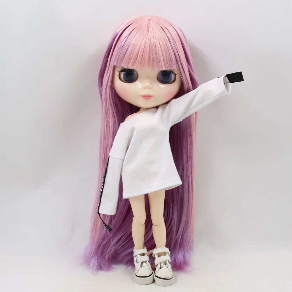 Кукла ICY DBS Blyth сустав тело белая кожа BL6122/2137 розовые и фиолетовые волосы с челкой 30