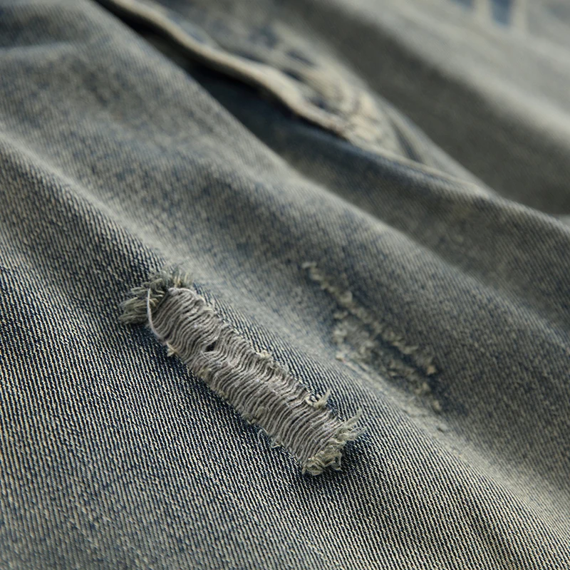 Silentsea Мужские джинсы Slim Fit Классические рваные для мужчин брендовая одежда в