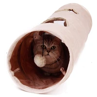 high quality pet tunnel long 120cm 2 holes cat puppy rabbit teaser funny hide tunnel toys with ball collapsible cat tunnel