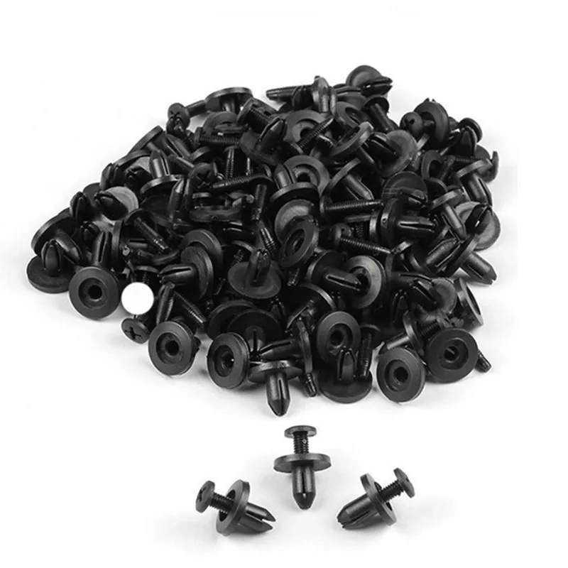 100Pcs Auto Bumper Fastener 6mm Hole Rivet Retainer Push Engine Cover for Fender Car Door Trim Panel Clip Fasteners for Toyota