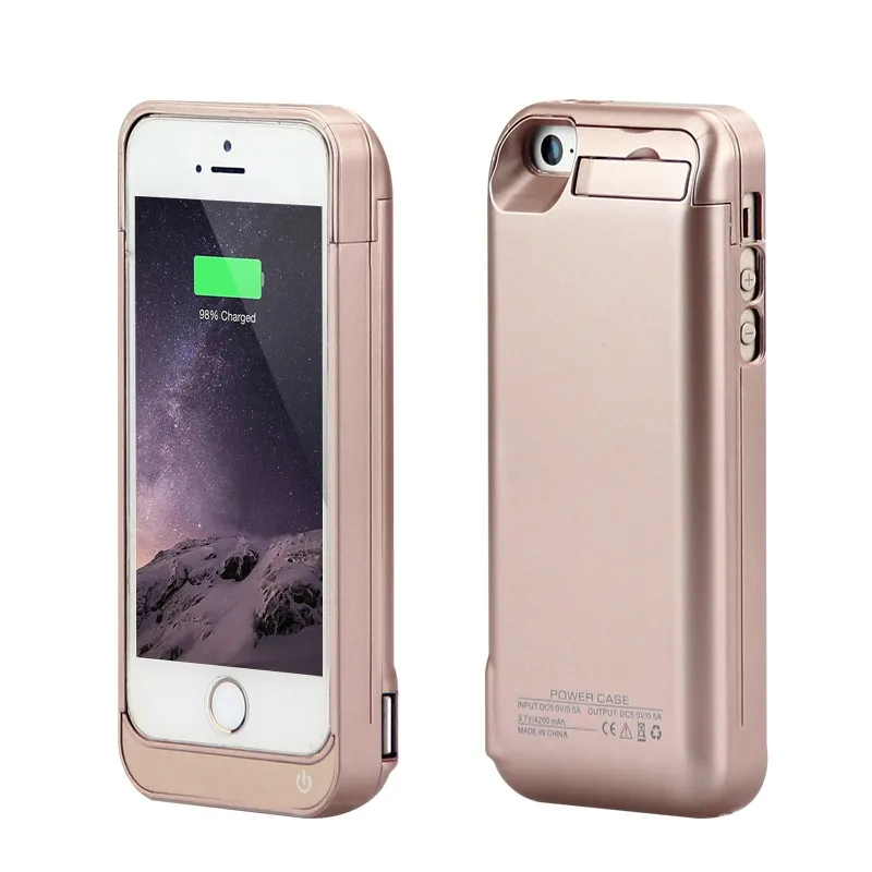 Чехол для iphone 5, 4200 мА/ч, запасная крышка, умная Зарядка для iphone 5, чехол для питания, 5S SE, чехол для аккумулятора, золотой