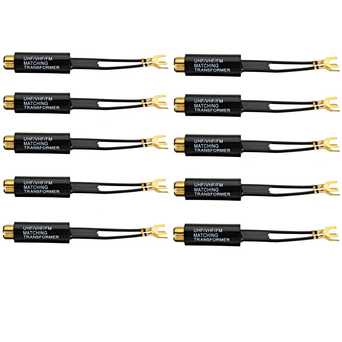 Внутренняя антенна соответствующий трансформатор UHF/VHF/FM балун 75-300 Ом ТВ F кабель адаптер - Цвет: 10pcs